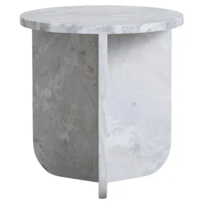 Pre-owned Rain Leme Table, High, By , Contemporary Side Table, Grey Alba Marble In Gray