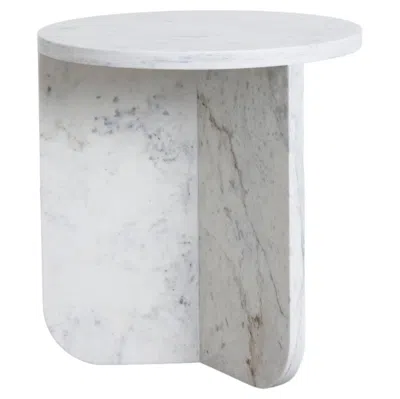 Pre-owned Rain Leme Table, High, By , Contemporary Side Table, White Matarazzo Marble