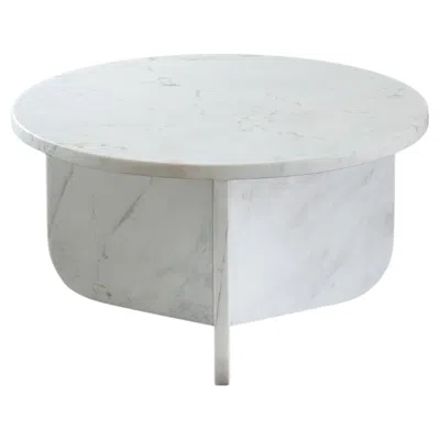 Pre-owned Rain Leme Table, Low, By , Contemporary Side Table, White Matarazzo Marble