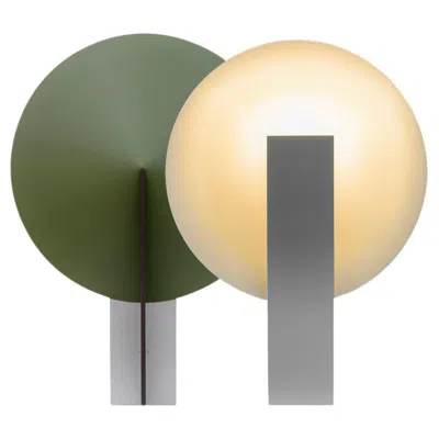 Pre-owned Rain Orbe Table Lamp, By , Contemporary Lamp, Brass & Aluminium, Black & Green