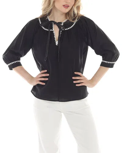 Rain + Rose 3/4 Sleeve Top In Black
