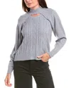 Rain + Rose Attached Shrug Sweater In Gray