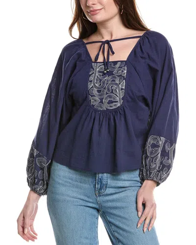 Rain + Rose Blouse In Blue