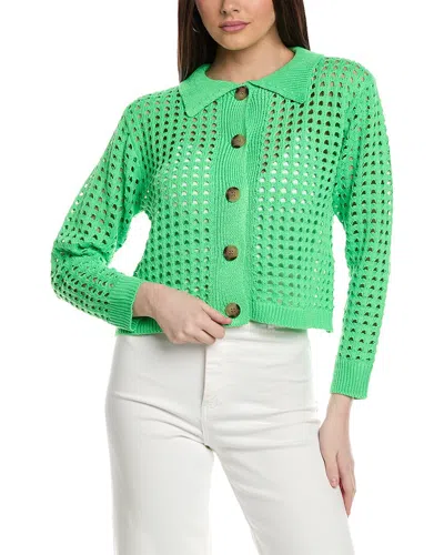 Rain + Rose Button Front Cardigan In Green