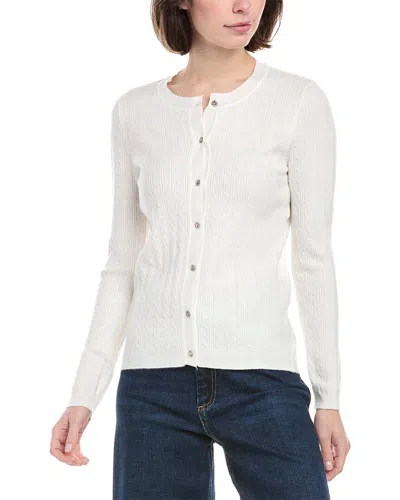 Rain + Rose Cable Cardigan In White