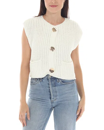 Rain + Rose Cap Sleeve Cardigan In White
