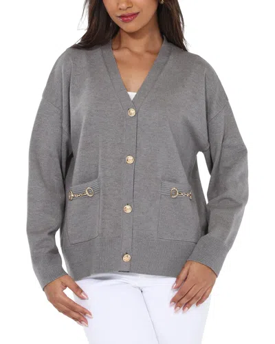 Rain + Rose Cardigan In Gray