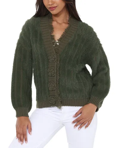 Rain + Rose Cardigan In Green