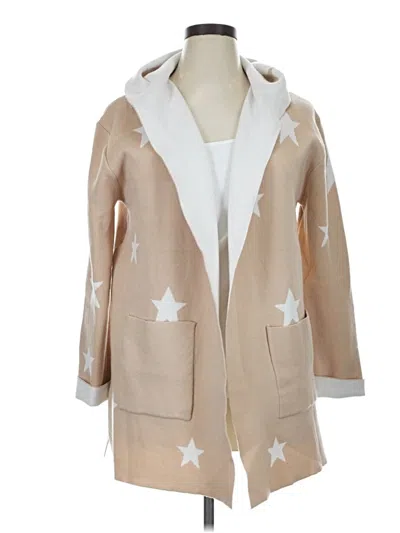 Pre-owned Rain + Rose Cardigan Sweater In Tan