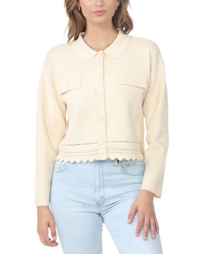Rain + Rose Collar Cardigan In Beige