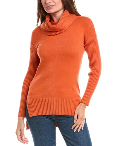Rain + Rose Cowl Neck Tunic Sweater In Orange