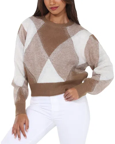Rain + Rose Crew Neck Sweater In Brown