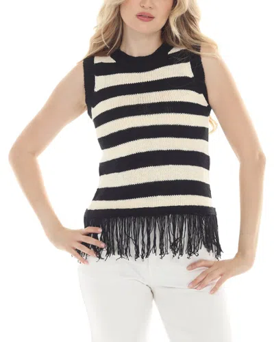 Rain + Rose Crew Neck Tank Sweater In Black