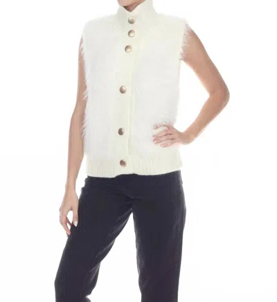 Rain + Rose Eliza Faux Fur Sweater Vest In Ivory In Animal Print