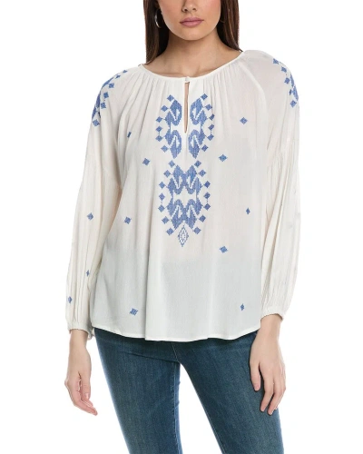 Rain + Rose Embroidered Top In White