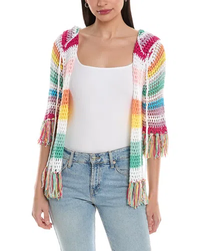 Rain + Rose Fringe Cardigan In White