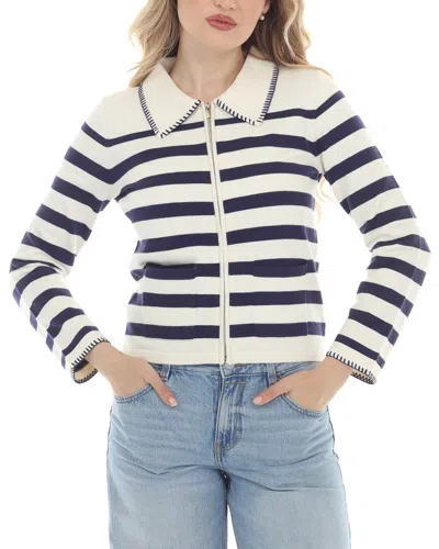 Rain + Rose Full Zip Up Sweater In Beige