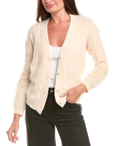Rain + Rose Fuzzy Cardigan In Neutral