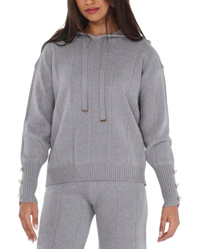 Rain + Rose Hoodie Sweater In Gray