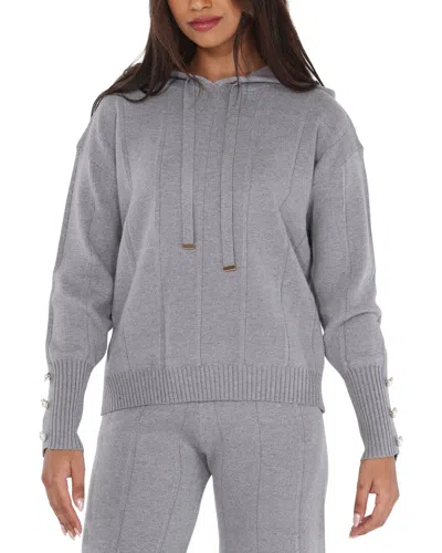 Rain + Rose Hoodie Sweater In Grey
