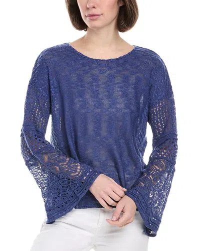 Rain + Rose Lace Sweater In Blue