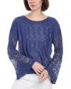 Rain + Rose Lace Sweater In Blue