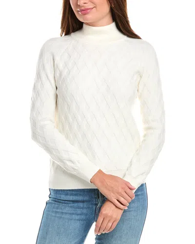 Rain + Rose Lattice Stitch Mock Neck Sweater In White