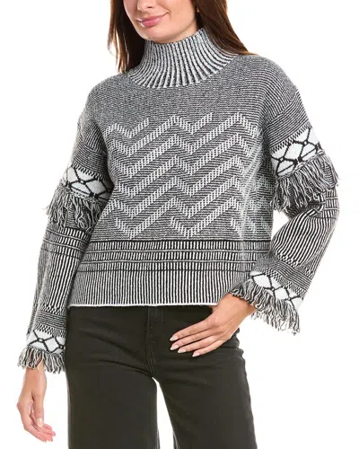 Rain + Rose Mock Neck Sweater In Gray
