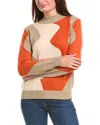 Rain + Rose Mock Neck Sweater In Orange