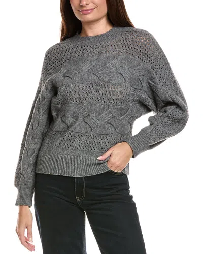 Rain + Rose Open Knit Sweater In Gray
