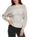 Rain + Rose Open Knit Sweater In Gray