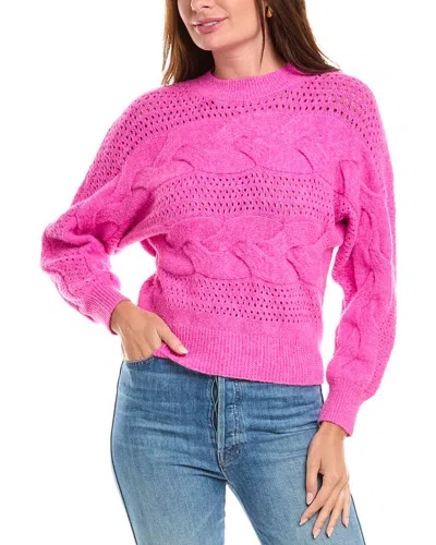 Rain + Rose Open Knit Sweater In Pink