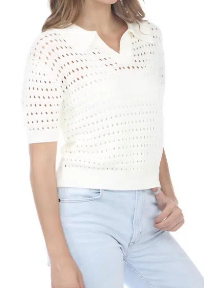 Rain + Rose Petal Knit Top In Ivory In White