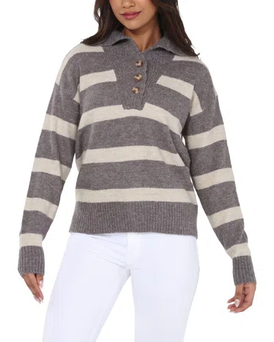 Rain + Rose Polo Sweater In Grey