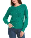 Rain + Rose Pom Pom Sweater In Green
