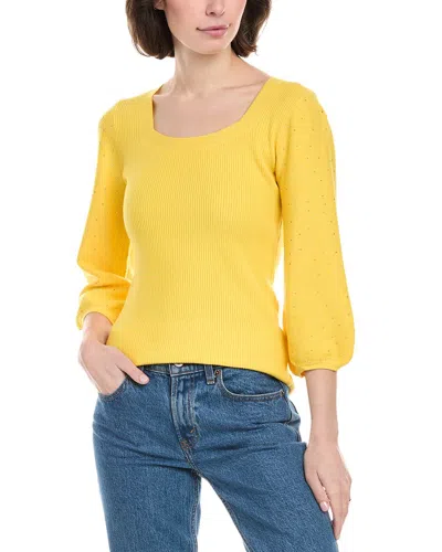 Rain + Rose Puff Sleeve Sweater In Yellow