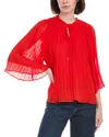 Rain + Rose Rain Accordion Pleated Blouse