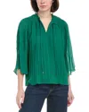 Rain + Rose Rain Accordion Pleated Blouse