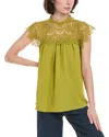 Rain + Rose Rain Lace Yoke Blouse