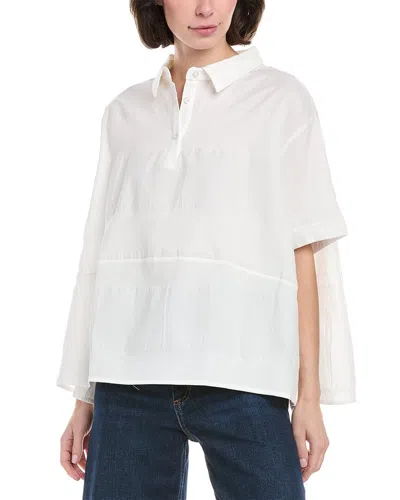 Rain + Rose Rain Pique Stripe Boxy Top In White