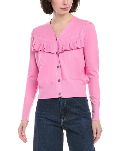 Rain + Rose Ruffle Cardigan In Pink