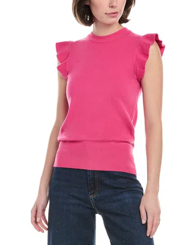 Rain + Rose Ruffle Sleeve Sweater In Pink