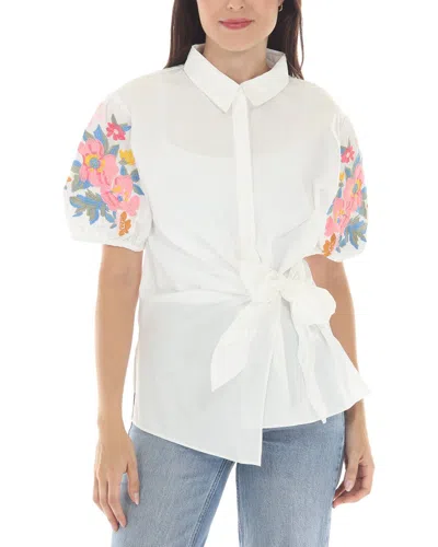 Rain + Rose Short Sleeve Shirt In White