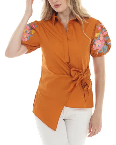 Rain + Rose Short Sleeve Shirt In Orange