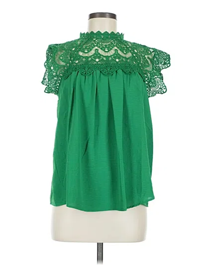 Pre-owned Rain Short Sleeve Blouse In Green