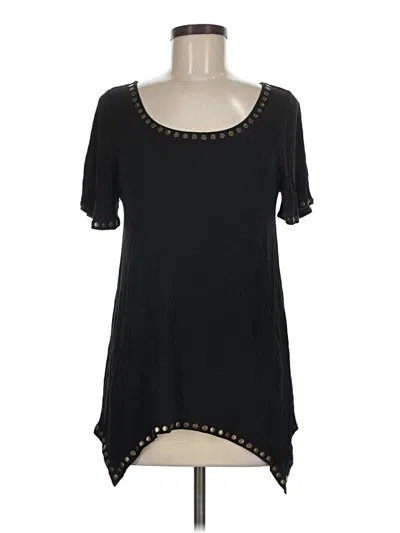 Pre-owned Rain Short Sleeve Top Black Scoop Neck Tops