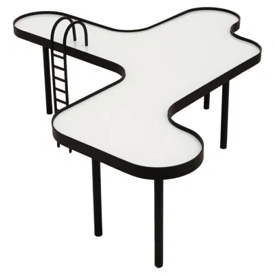 Pre-owned Rain Swimming Pool Table, Large, By , Contemporary Table, Metal And Painted Glass In Gray