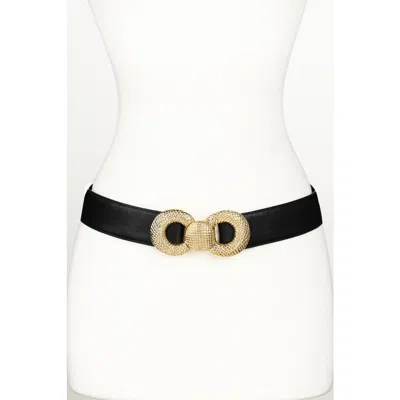 Raina Belts Bow Textured Buckle Leather Belt In Black