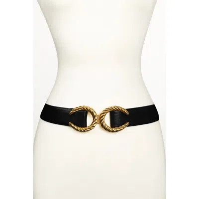 Raina Belts Cc Buckle Leather Belt In Black