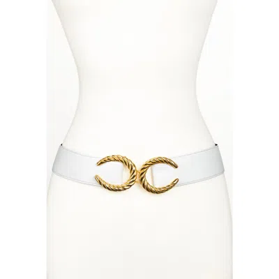 Raina Belts Cc Buckle Leather Belt In White